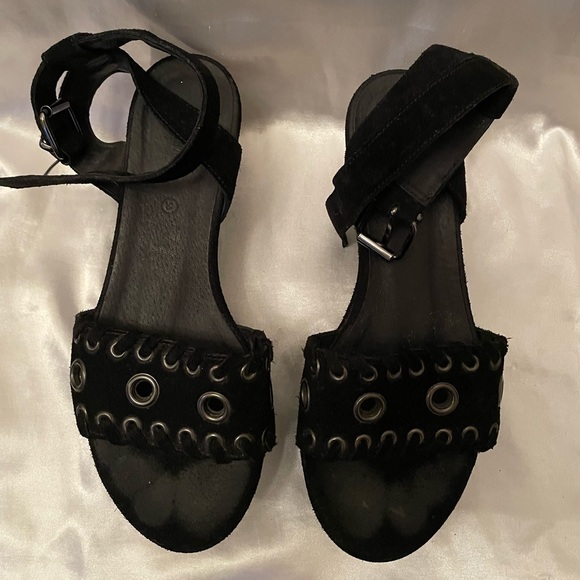 ALL SAINTS Suede Leather Wedge Sandals - Picture 2 of 8
